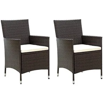 Zahradní židle s poduškami 2 ks polyratan hnědé, 316679 (316679)