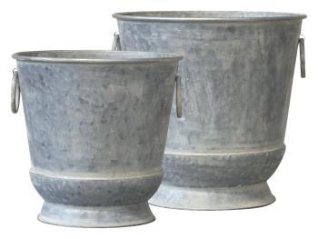 2ks kulatý plechový zinkový antik obal na květináč Planters - Ø 36*36/ Ø 31*30cm 65071100 (65711-00)