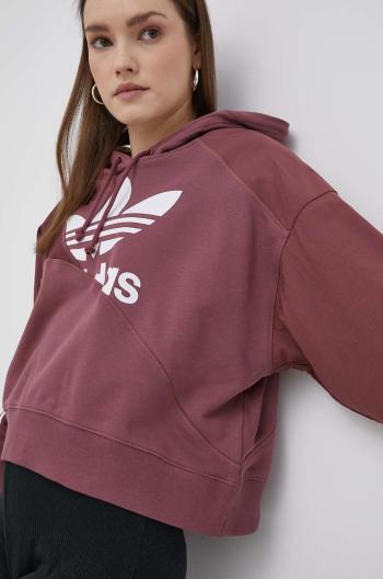 Bavlněná mikina adidas Originals dámská, růžová barva, s potiskem, HC7035-QUICRI