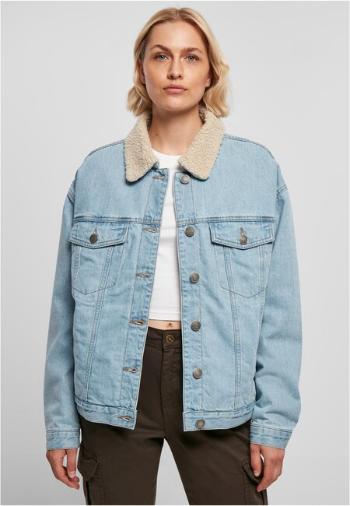 Urban Classics Ladies Oversized Sherpa Denim Jacket clearblue bleached - M