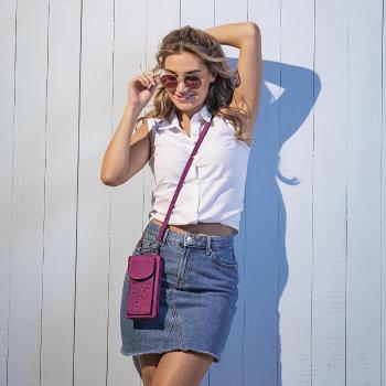 Weltbild Dámská kožená kabelka na mobil Tendrils, magenta