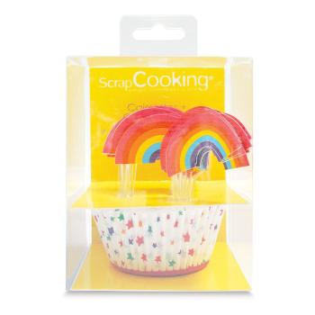 Cakesupplies Košíčky na pečení a ozdoby na cupcakes - Duha 24 ks