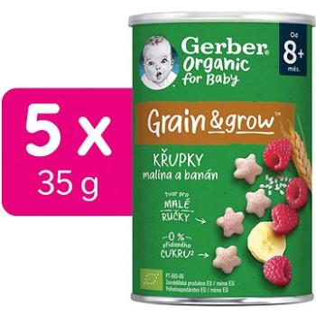 GERBER Organic křupky s malinami a banánem 5× 35 g (8445290301444)