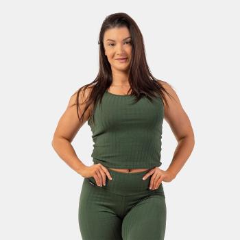 Ribbed Organic Cotton Green női atléta – NEBBIA