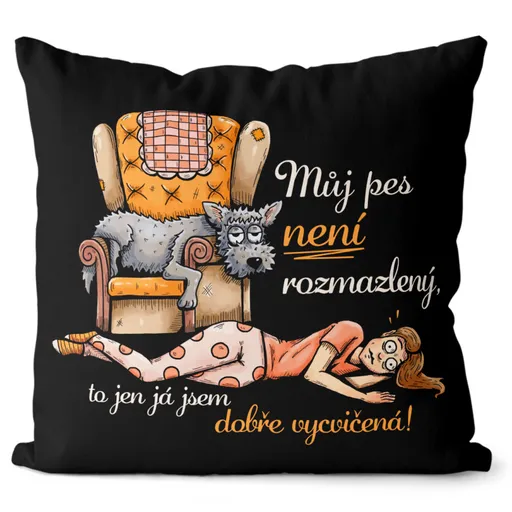 Polštář Jsem vycvičená (Velikost: 55 x 55 cm)