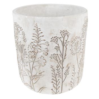 Šedý cementový obal na květináč s lučními květy Wildflowers L - Ø 20*21 cm 6TE0406L