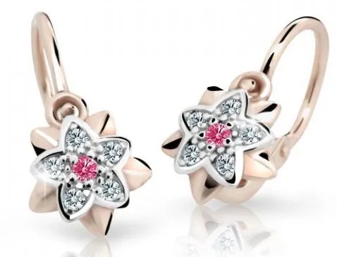 Cutie Jewellery Dětské náušnice z růžového zlata C2210-10-X-4 fuchsiová