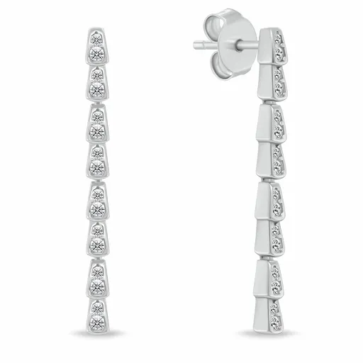 Brilio Silver Luxusní stříbrné visací náušnice se zirkony EA1191W