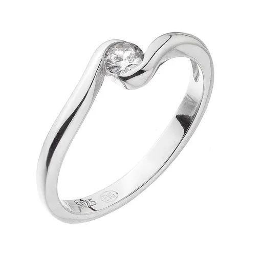 Evolution Group - Pavona Stříbrný vlnitý prsten se zirkonem 15011.1 crystal 52 mm