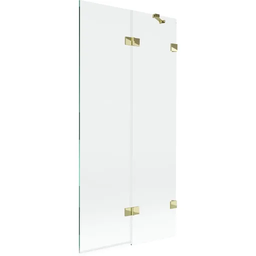 MEXEN/S Lunar vanová zástěna 2-křídlová pravá 90 x 150, transparent, zlatá 897-090-100-50-00-P