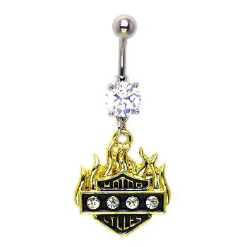 Piercing do pupku plamene so zirkónmi