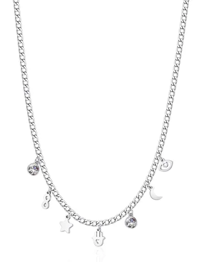 S'Agapõ Stylový ocelový náhrdelník s přívěsky Message SSG02