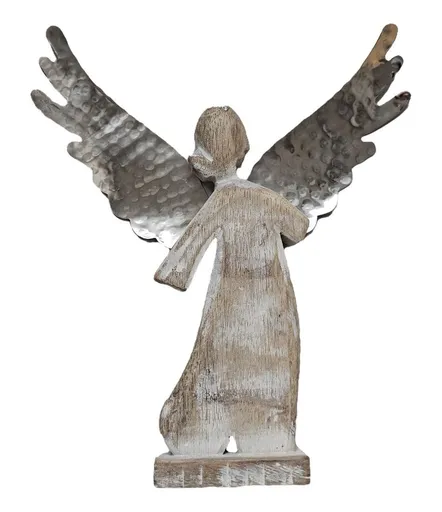 Dřevěný anděl s kovovými křídly Puri - 17*4*20 cm 224545