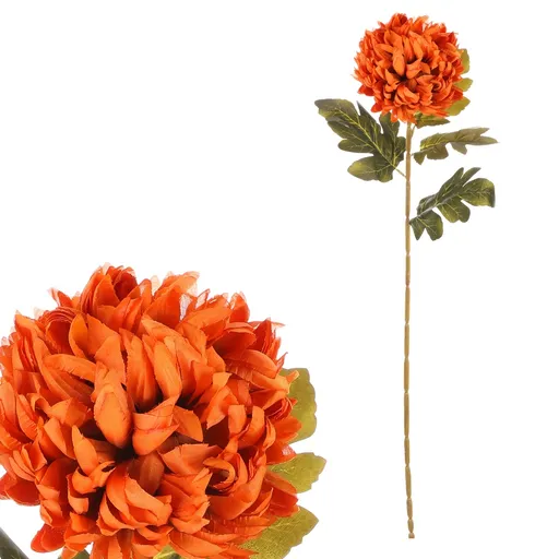 Chryzantéma oranžová - umělá řezaná květina, 73 cm