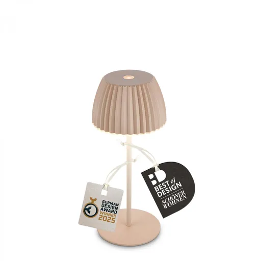 BRILONER Nabíjecí stolní lampa Riffle Mini - 20 cm, 1,5W, 150lm, bezdrátová, LED, stmívatelné, dotykový vypínač, béžová 7552011