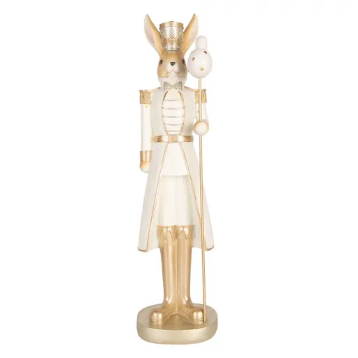 Dekorace králík v béžovém obleku a vajíčkem - 13*12*47 cm Clayre & Eef