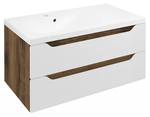 SAPHO WAVE umyvadlová skříňka 89,7x45x47,8cm, levá, bílá/dub collingwood WA092-3019
