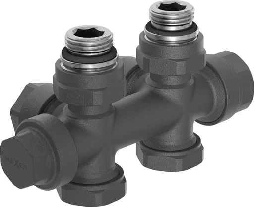 MEXEN Úhlový/rovný radiátorový ventil, Duplex, DN50, antracit W908-000-66