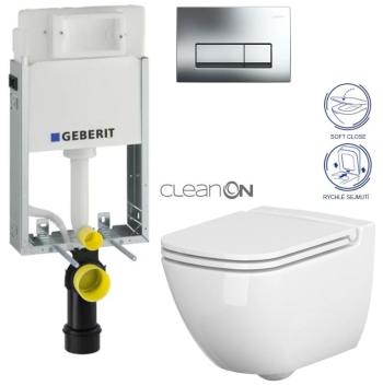 GEBERIT KOMBIFIXBasic vč. chromového tlačítka DELTA 51 + WC CERSANIT CLEANON CASPIA + SEDÁTKO 110.100.00.1 51CR CP1