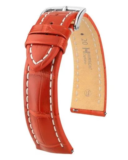 Řemínek Hirsch Capitano - červený - 20 mm - L – Standardní délka (doporučujeme) - 18 mm - Zlatá