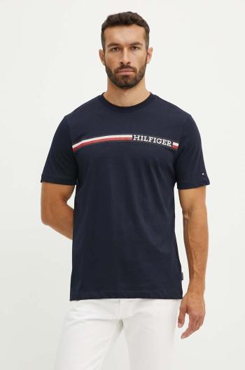 Bavlněné tričko Tommy Hilfiger tmavomodrá barva, s potiskem, MW0MW36739