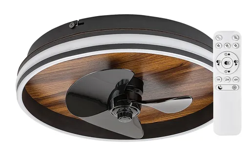Rabalux Černé stropní LED svítidlo s ventilátorem Faustine 470mm 30W CCT s DO 71016