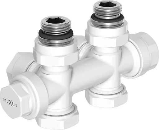 MEXEN Úhlový/rovný radiátorový ventil, Duplex, DN50, bílá W908-000-20