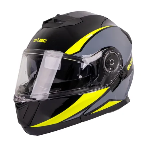 Výklopná přilba W-TEC Banelmeda šedo-černo-fluo žlutá L (59-60)