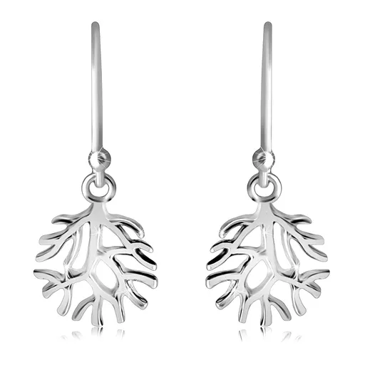 Stříbrné 925 náušnice - rozvětvené větve stromu, jemná patina, afro háčky