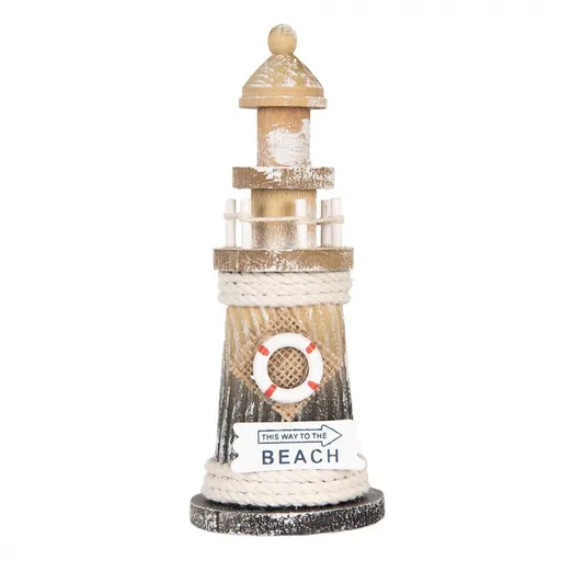 Dřevěná dekorace maják Lighthouse Nautic - Ø 8*19 cm 6H2405