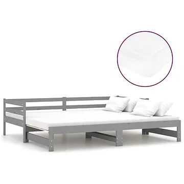 Shumee Výsuvná válenda 2×(90×200) cm šedá masivní borovice, 3083656 (3083656)