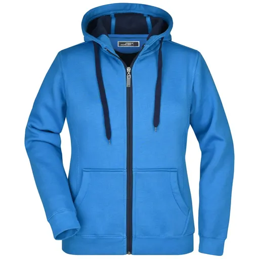 James & Nicholson (Daiber) Dámská dvoubarevná mikina JN354 - Azurová / tmavě modrá | L