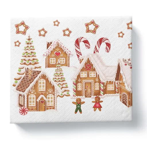 PROCOS Papírové ubrousky 33x33cm 3vrstvé Perníčková vesnička 20ks