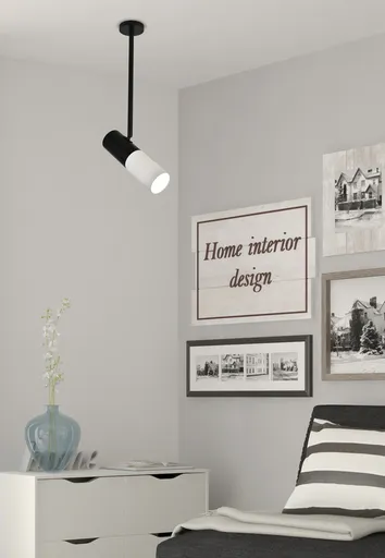 Nastavitelná trubková závěsná lampa, černá a bílá