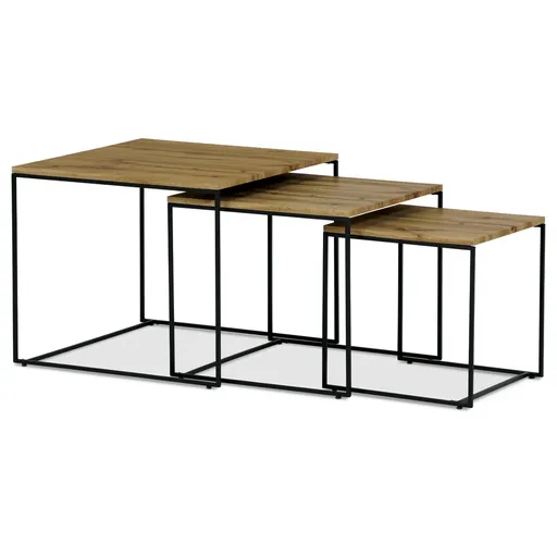 Sada konferenčních stolků, divoký dub, 3 ks