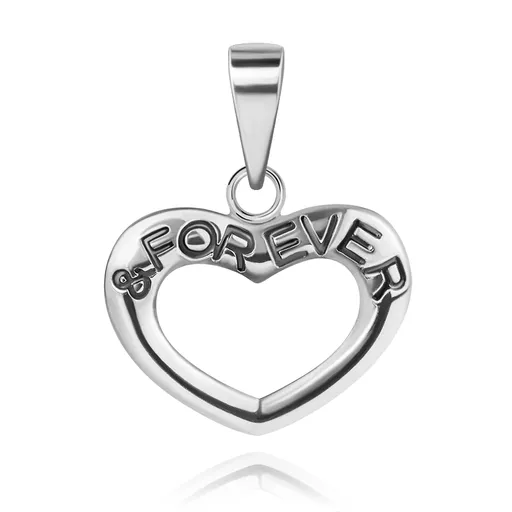 Obrys srdce, nápis "& FOREVER", přívěsek ze stříbra 925