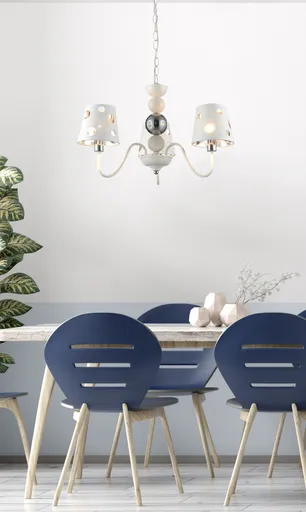 Bílý lustrový závěsný lampa 3xE14 Batley Ledea