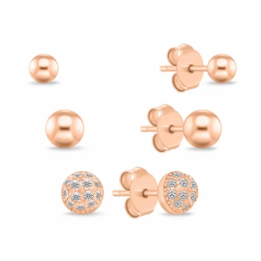 Brilio Silver Sada pozlacených peckových náušnic SET297R (3 páry náušnic)