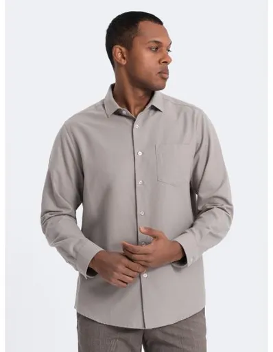 Pánská košile REGULAR FIT s kapsami V1 OM-SHCS-0148 šedá