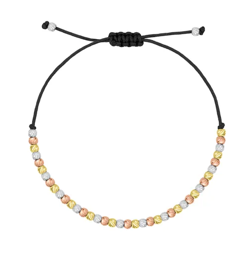 Brilio Silver Černý textilní náramek s tricolor korálky BRC227W