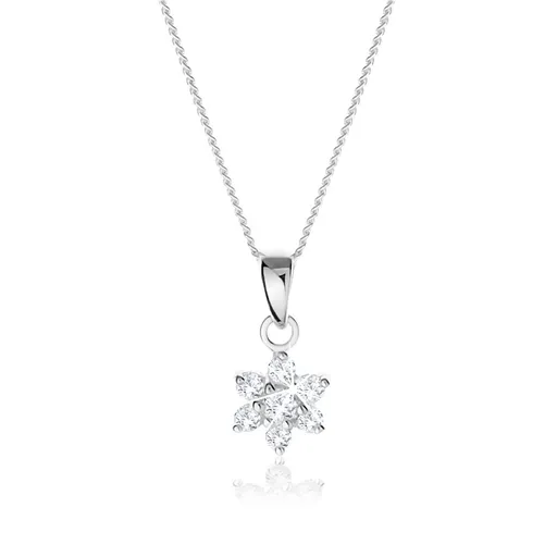 Stříbrný náhrdelník 925, čirý zirkonový kvítek, jemný řetízek