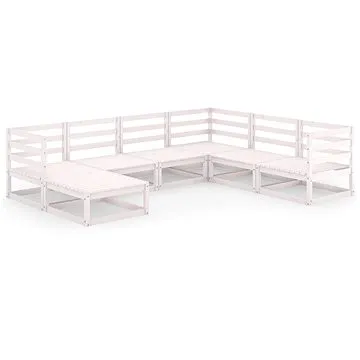 7dílná zahradní sedací souprava bílá masivní borovice, 3075705 (3075705)