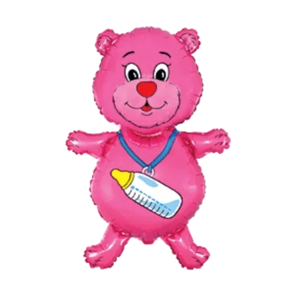 Baloon Party Fóliový balón - Macko s lahví (růžový)