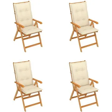 SHUMEE Křeslo zahradní s krémovými poduškami, teak 3065547 - 4ks v balení (3065547)