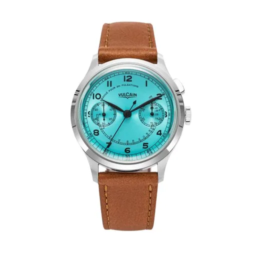 Vulcain Monopusher Heritage - Turquoise - Brown Plain