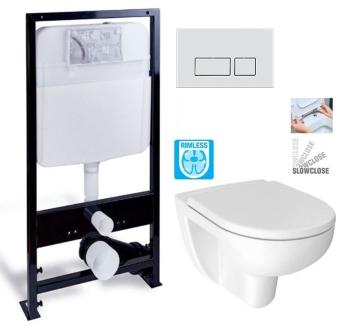 PRIM předstěnový instalační systém s chromovým matným tlačítkem  20/0040 + WC JIKA LYRA PLUS RIMLESS  + SEDÁTKO DURAPLAST SLOWCLOSE PRIM_20/0026 40 LY2