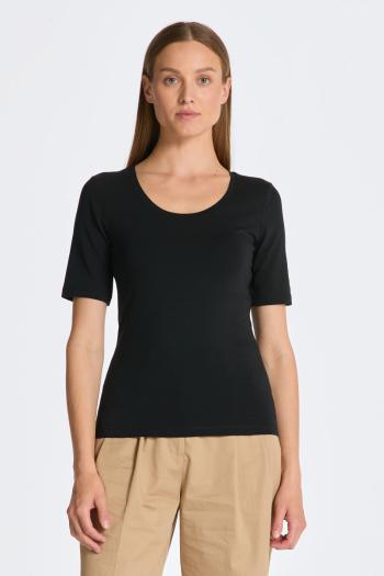 TRIČKO GANT SLIM COT/ELA SS SCOOP NECK TOP BLACK