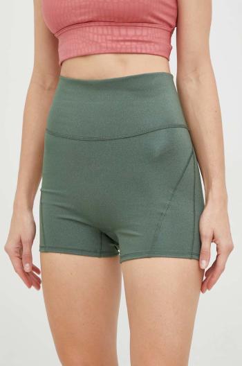 Šortky na jógu adidas Performance Studio Lux Fire zelená barva, high waist