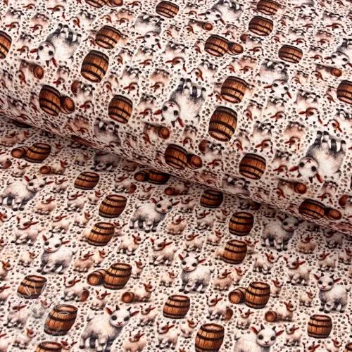 Dvojitá gázovina/mušelín Little farm animals design B digital print