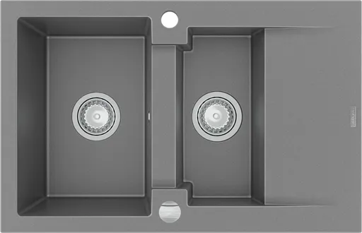 MEXEN Gaspar žula dřez 1,5-mísa dřez s vypouštěním krátký odkapávač 737x475 mm, šedá 6507731505-71